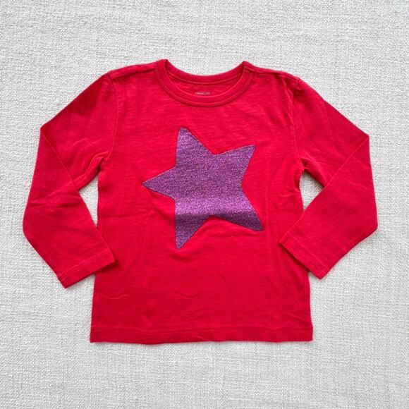 NEW Crewcuts Red Long Sleeve Tee with Purple Glitter Star NWOT Size 2 - Picture 1 of 3